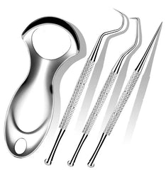 Mini Stainless Steel Tongue Scraper Toothpick Set Tongue Coating Teeth Cleaning Bad Breath Removal Oral Hygiene Tongue Cleaning