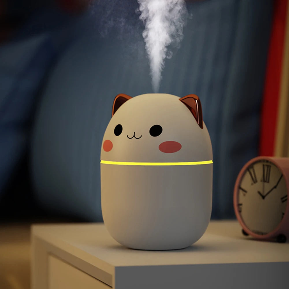 250ml Mini Air Humidifier Cute Animal Cat Aroma Diffuser with Night Light