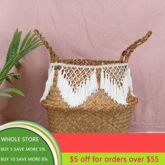 Wicker Basket Woven Seagrass for Plant Pot Organizer