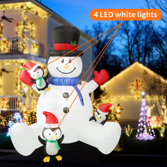 Christmas Inflatables Sitting Snowman Penguin Outdoor Model with LED Lights Indoor Outdoor Carnival Xmas Decorations