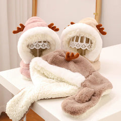 Faux Fur Winter Baby Hat Scarf One-Piece