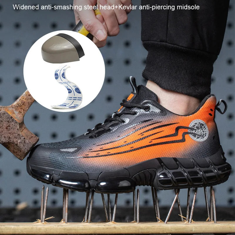 Waliantile Safety Shoes Sneakers For Men Breathable Summer Construction Working Boots