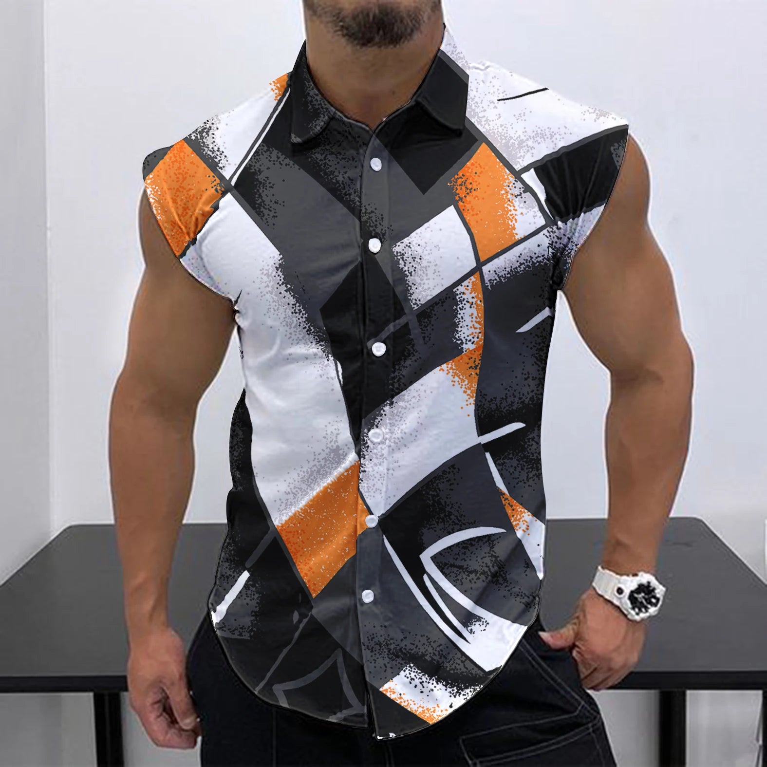 Men's Sleeveless Shirt Fashion Trend HD 3D Printing