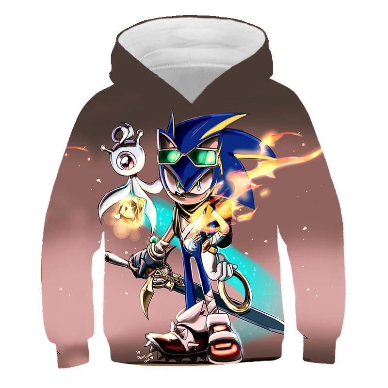 Japanese anime Sonic children's boy cartoon hoodie sweatshirt  3D printed cartoon boy and girl hoodie sweatshirt