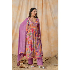 Pakistani Female Designer Maslin Fabric Anarkali Long Kurta Party Talent Dress