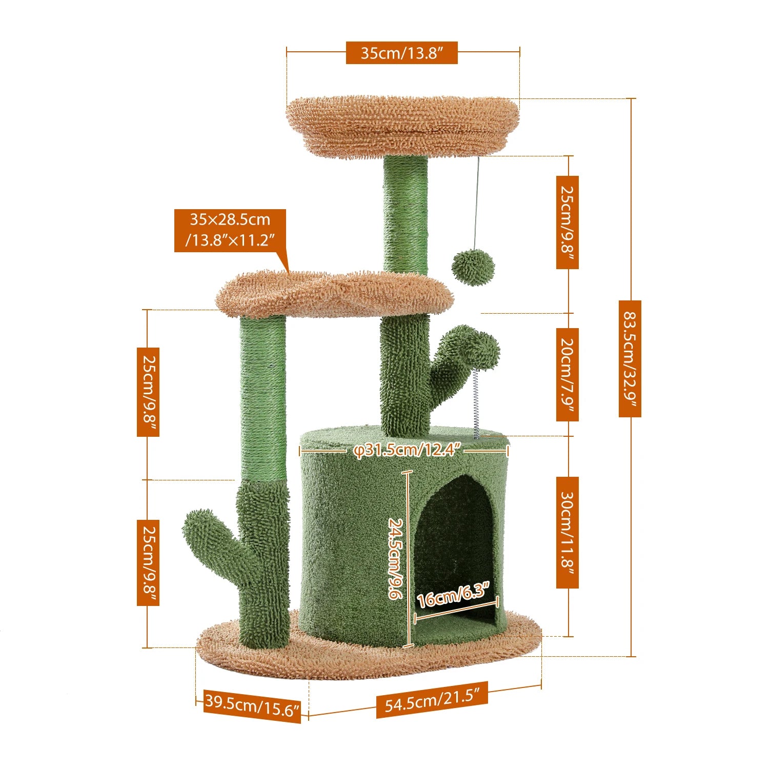 Pet Cat Tree House Condo Perch Entertainment Playground Stable Furniture for Kitten Multi-Level Tower for Large Cat Cozy Hommock