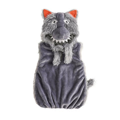 Toddler Boys Girls Animal Costume Flannel Gray Wolf Costume Role Play Hooded Pajamas Rompers Cosplay Jumpsuits