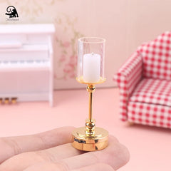 Mini Dollhouse Miniature Desk Lamp LED Table Candlestick Doll Decor Toy Doll House Decoration Accessories