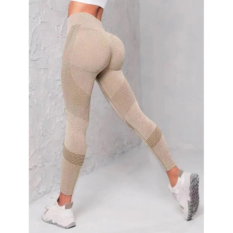 Breathable High-Waisted Yoga Solid Color Tummy Control Sportswear Comfortable Fitness Gym Tights Activewear