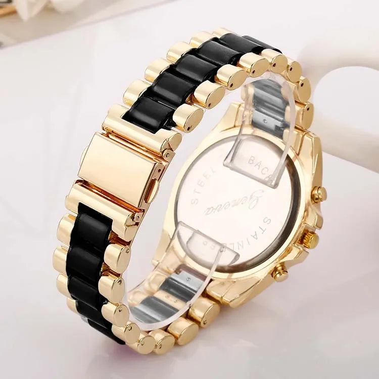 Luxury Men Watch False Triple Eye Golden Steel Male Quartz Watch