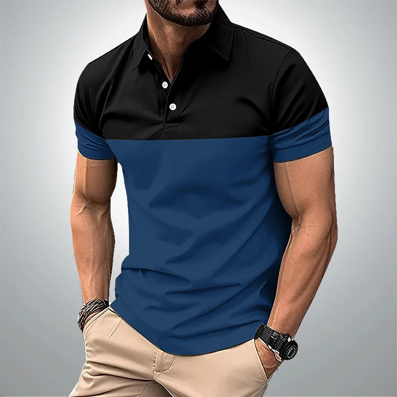 Men's summer short sleeved polo shirt business casual 3D striped T-shirt