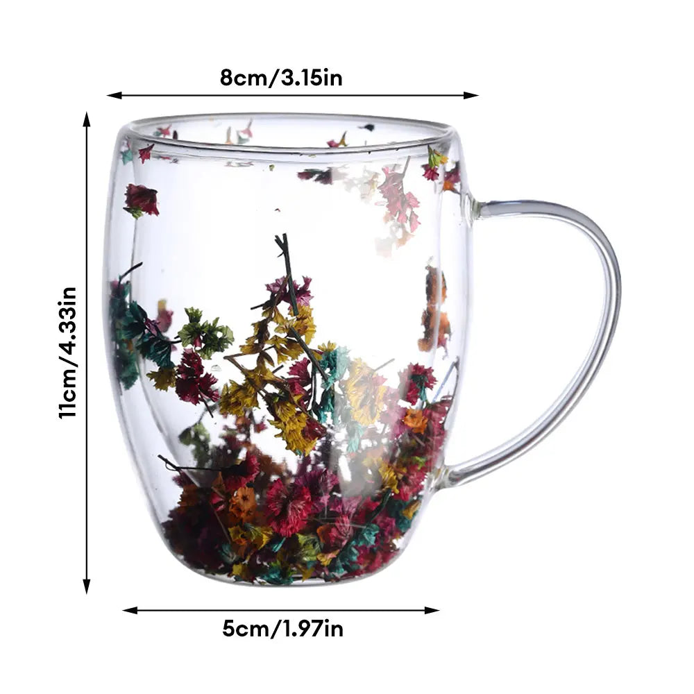 Creative Double Wall Glass Cup Dried Flower Filler Glass Cups  Tea Coffee Cups