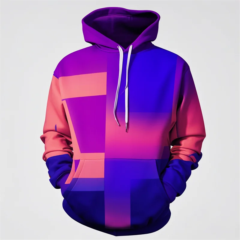 3D Printed Purple Hoodie Men's Y2k Casual Design Hooded Sport shirt Autumn Street Hip Hop Men's Clothing Tops