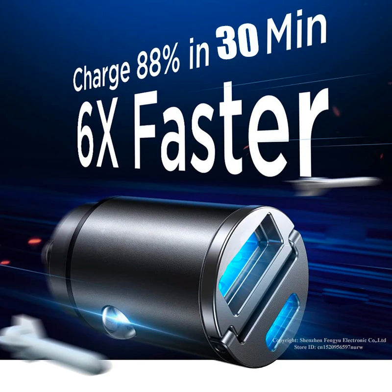 Car Charger PD Super Fast Charging Adapter for iPhone 14 Pro Max 13 12 11 Plus Sumsung iPad Oneplus Huawei phone