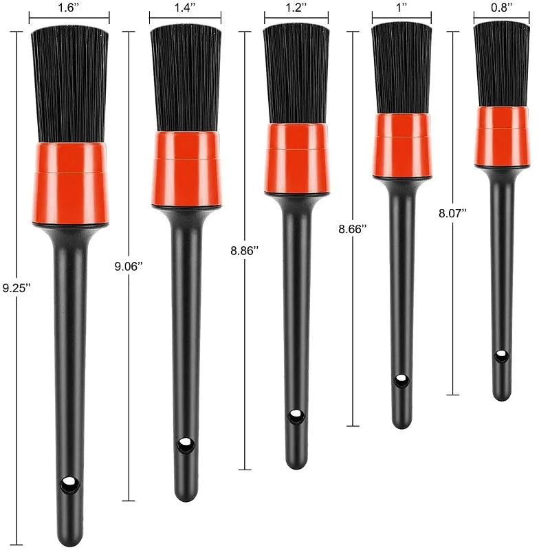 Brush Set Non-slip Rubber Handle Detail Brush Kit for Car Interior Exterior Air Vents Clean Accessories