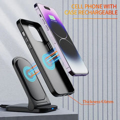 Fast Wireless Charger Stand Pad for iPhone  Foldable Wireless Charging Station