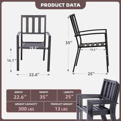 Garden Chair with Armrests to Support Garden Backyard, 325 lbs., 2 Piece Set, Standard, Black Stripes