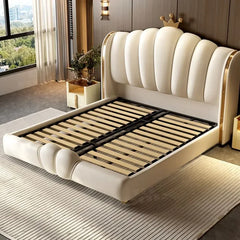 Bed King Size Cheap Cute Modern Queen Bed White Faux Leather Camas Matrimonial Bedroom Furniture