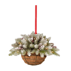 Artificial Hanging Flower Basket Christmas Pendant 2D Green Red Wreath Plant Xmas Tree Ornaments Merry Christmas Decoration Noel