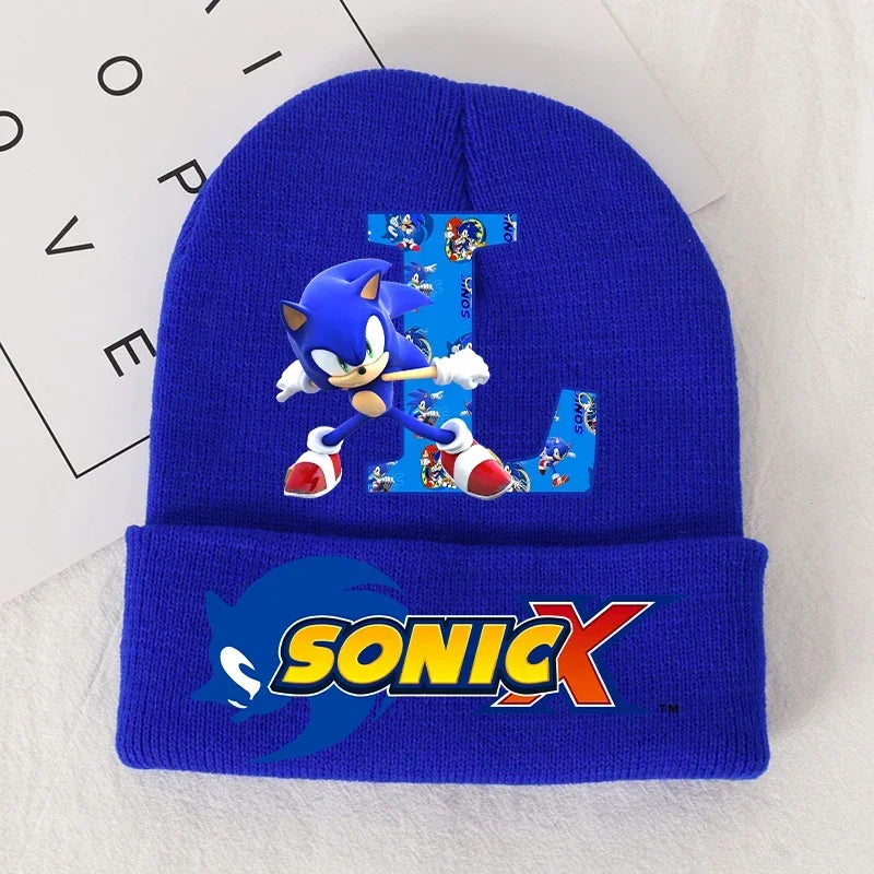 Sonics Children's Letter A-Z Knitted Hat Soft Warmth Boys Autumn Winter Kids Toddler Crochet Cap Outdoor Sport Cute Beanies Hats