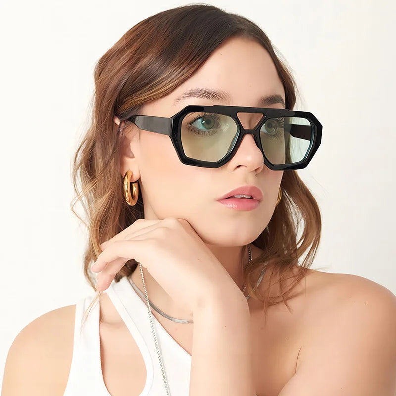 Fashion Hexagon Sunglasses Women Men Vintage PC Lens Frame