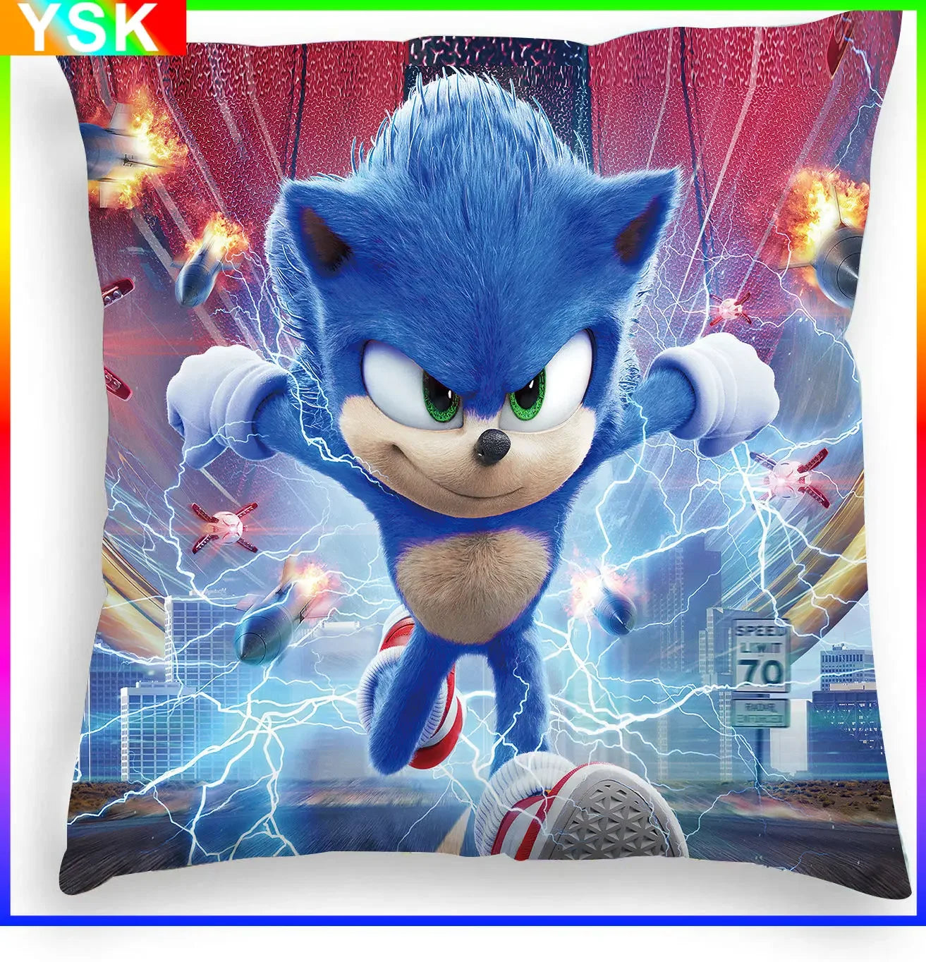 Sonic Home Sofa Decorative Pillow Car Living Room Pillow Short Plush Pillowcases