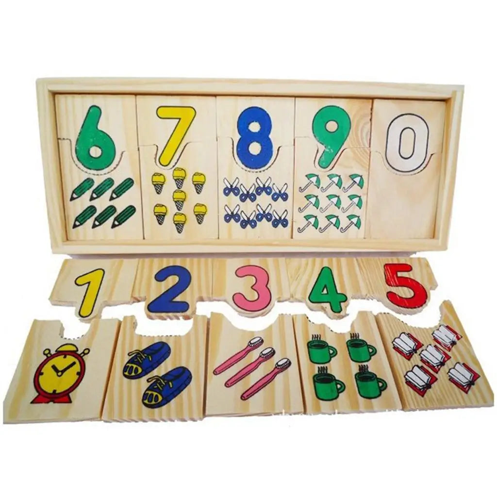 Wooden Children Match It Counting Mathematics Number Early Educational Puzzle Set