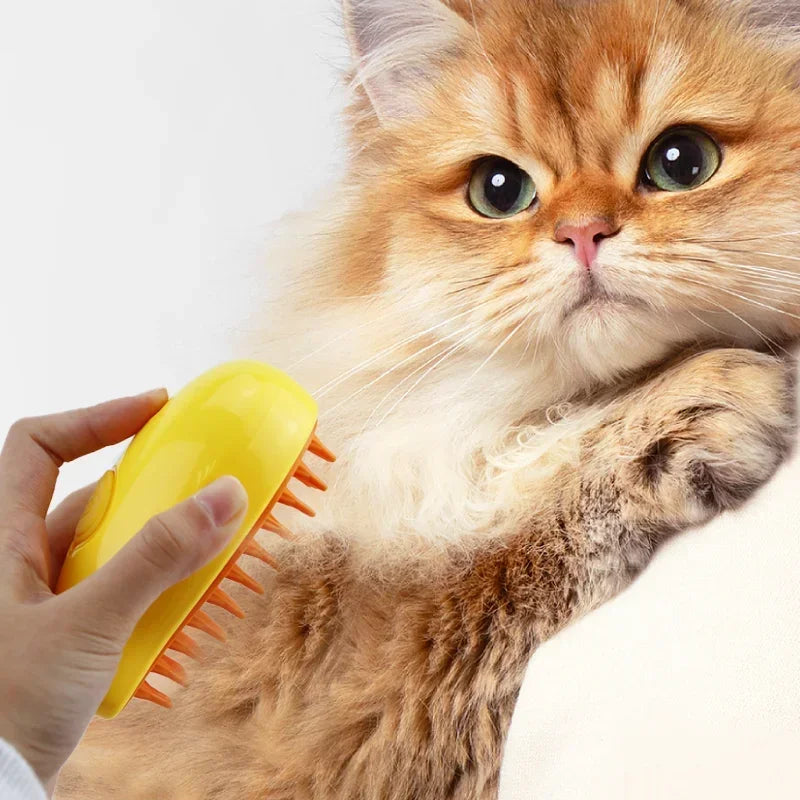 Cat & Dog Grooming Comb with Electric Spray Cat Steam Brush Soft Silicone Hair Remover