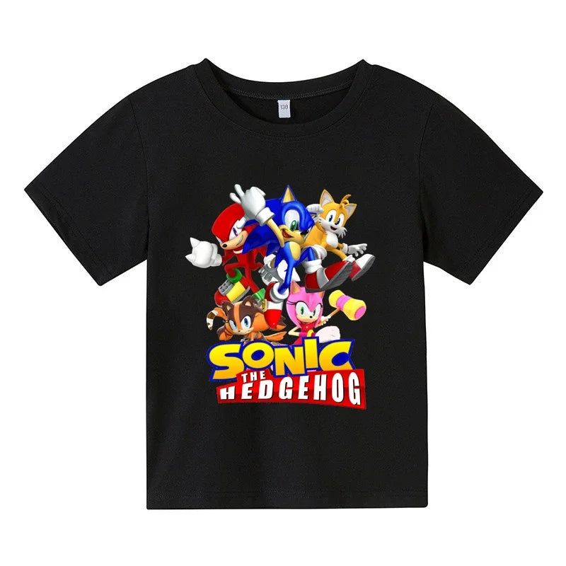 New Cartoon Cute Clothes Summer Kids Boys Sonic 2 T-shirt Printed short sleeve Baby Girls T-shirt Sonic Cotton Short Sleeve