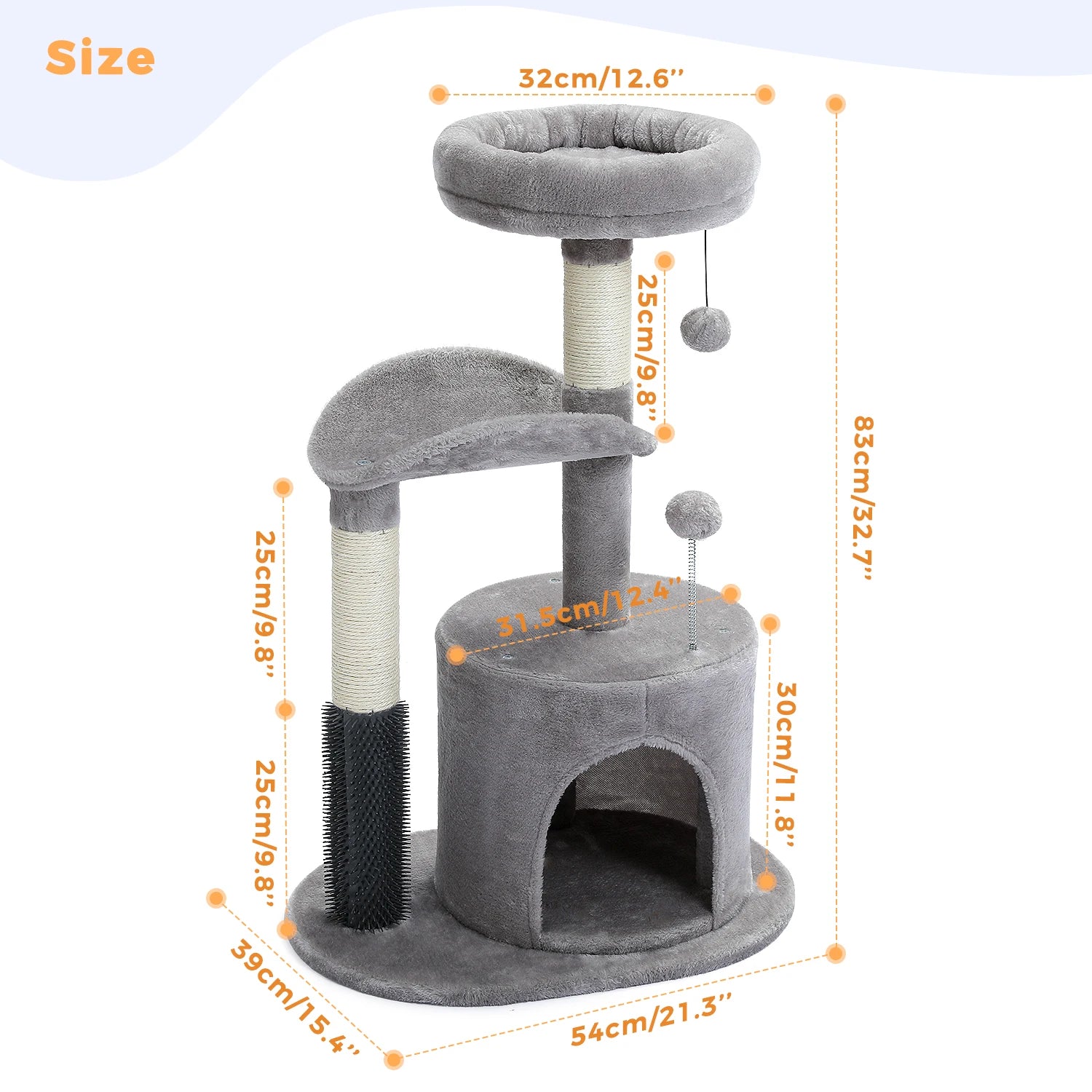 Pet Cat Tree House Condo Perch Entertainment Playground Stable Furniture for Kitten Multi-Level Tower for Large Cat Cozy Hommock