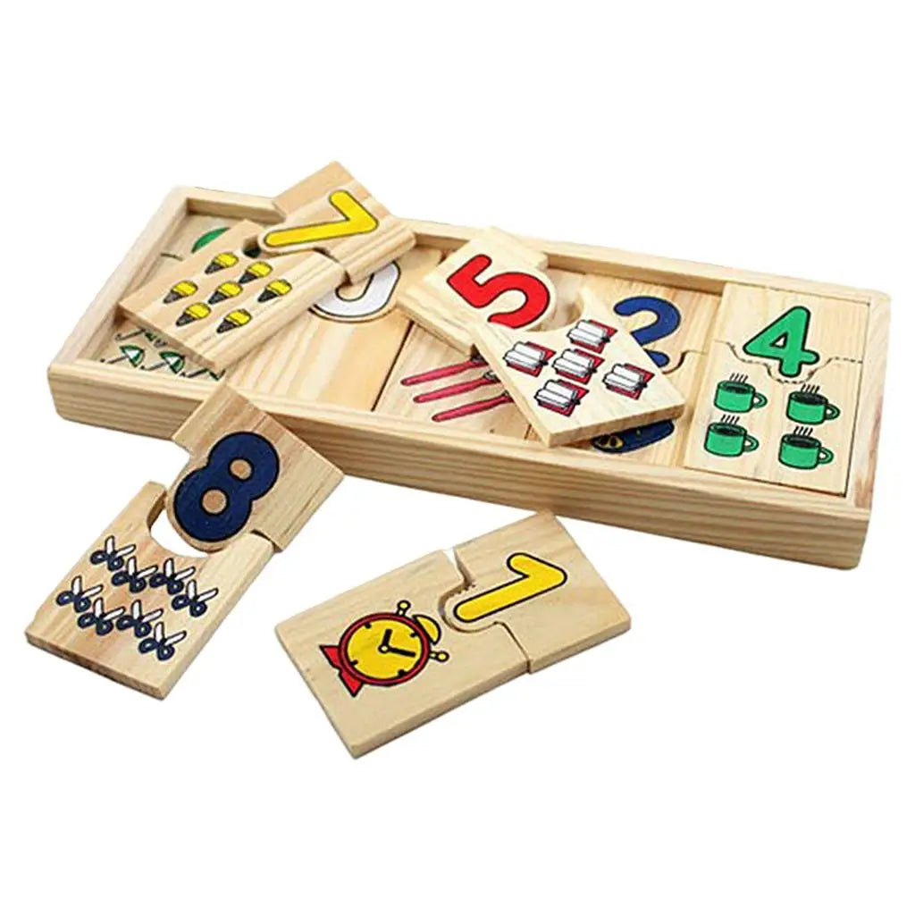 Wooden Children Match It Counting Mathematics Number Early Educational Puzzle Set