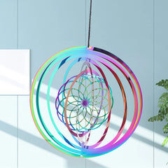 Rainbow Mandala Wind Spinner 3D Rotating Geometry Energy Flower