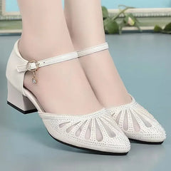 Women's Shoes Pointed Toe Summer Rhinestones Footwear Transparent Diamond Sandals for Woman