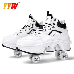 Portable Deformation Roller Skate Shoes Parkour Roller Shoes Sneakers