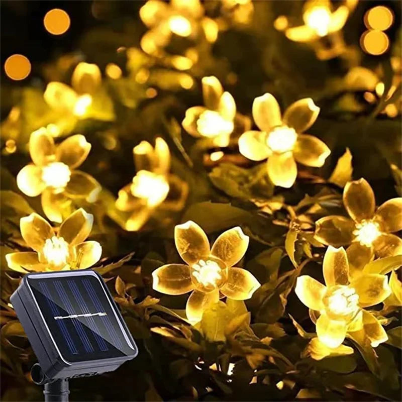 Solar Garden Light Flower Outdoor Solar  String Lights Waterproof Fairy Simulation Floral Garlands Lamp