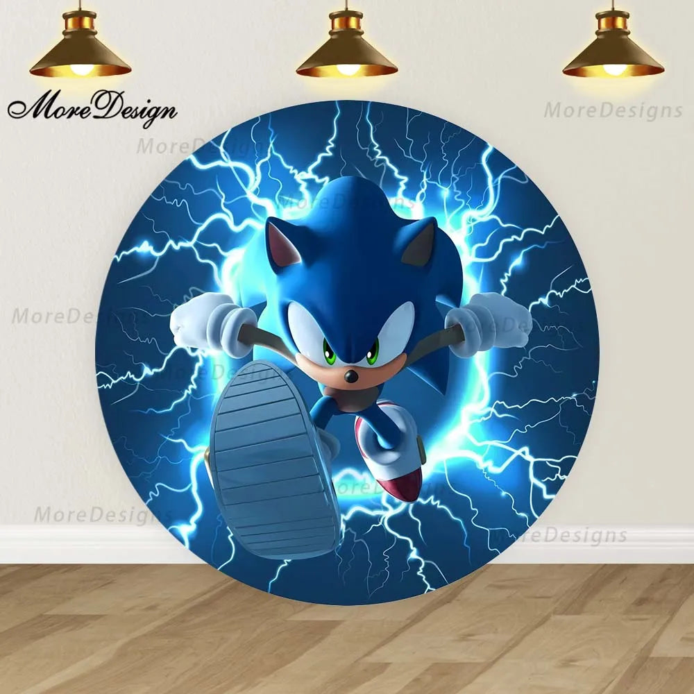 Sonic the Hedgehog Round Covers Backdrop Kids Birthday Party Decora Cartoon Game Characters