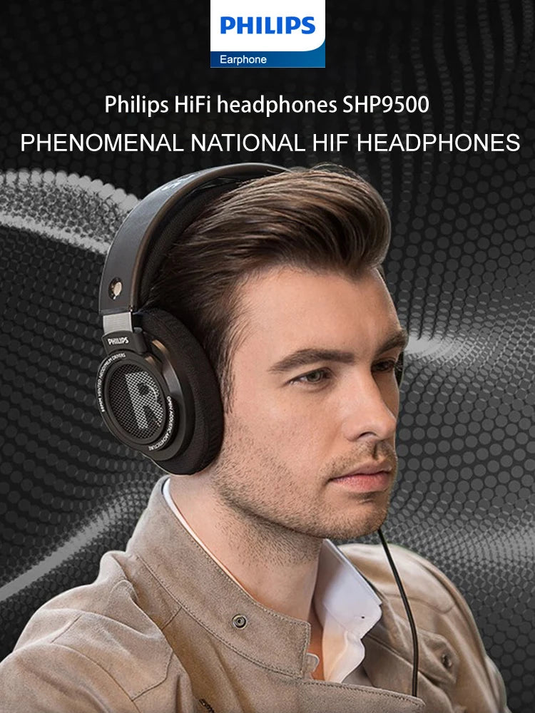 Philips SHP9500 Headphone HiFi Stereo Wired Earphone Computer Online Learning Earbuds Esports