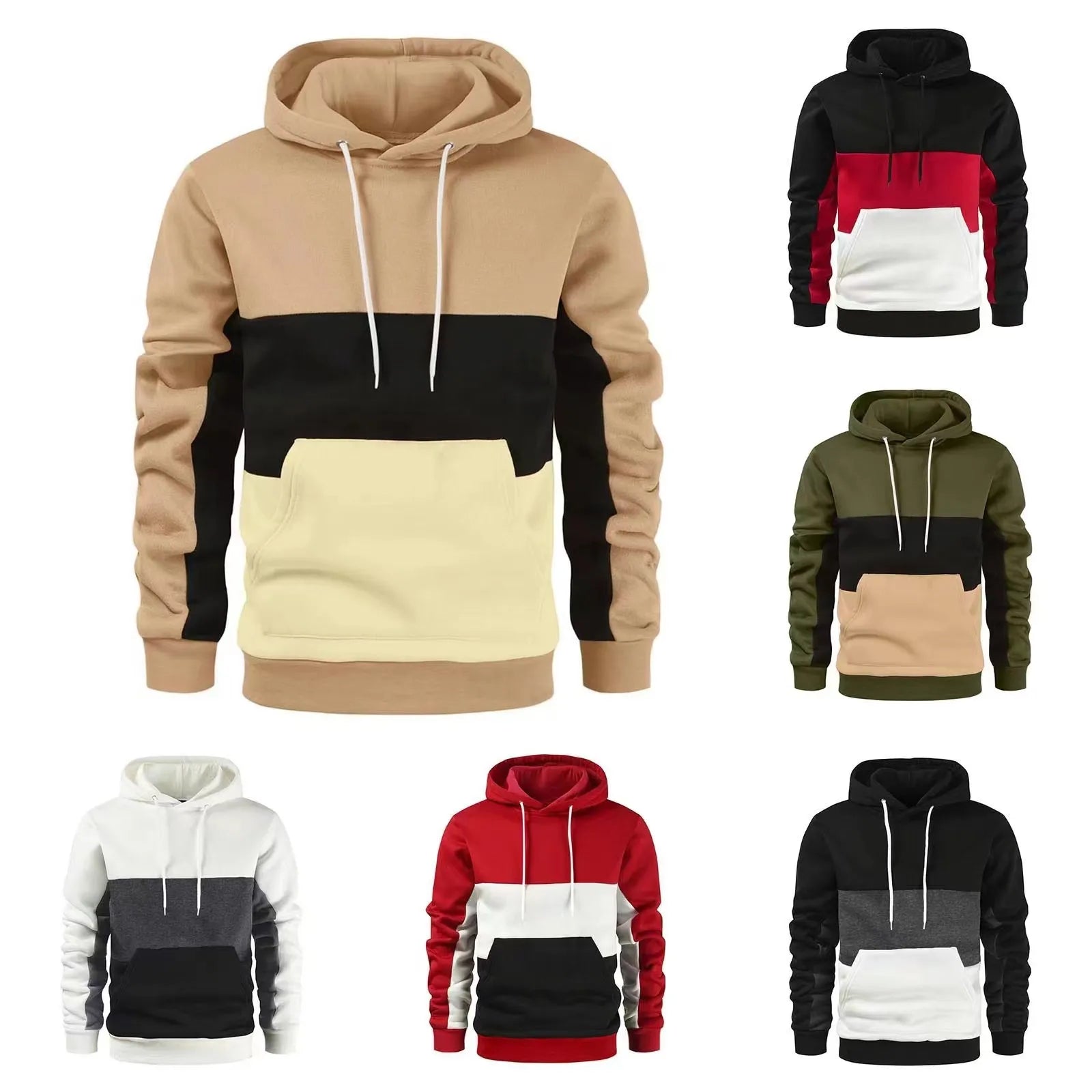 Fashion Autumn Hoodies Men Sweatshirt Male Stitching Hooded