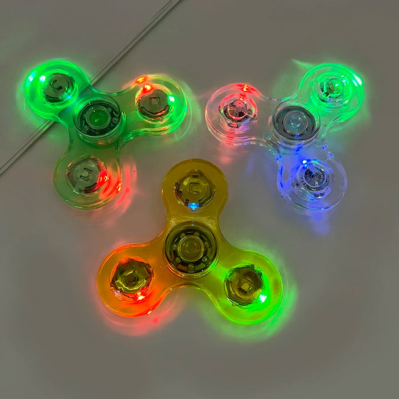 Plastic Luminous LED Light Crystal Fingertip Spinners Glow in Dark Stress Relief Fidget Toys