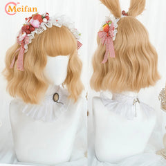 Synthetic Short Bob Color Lolita Anime Wigs With Air bangs for Women