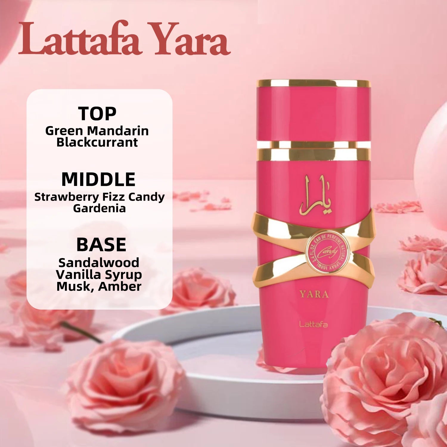 Lattafa Yara for Women Eau de Parfum Spray, 3.40 Ounce / 100 ml