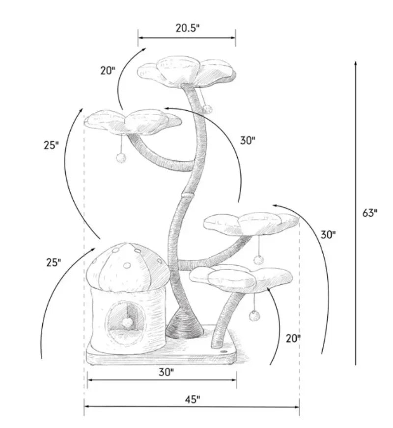 New Design Cat Climbing Tower Condo Indoor Wooden Flower Cat Tree with Natural Sisal Scratching Post