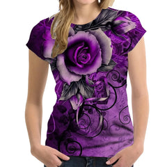 Women's Tshirts Rose Printed T Shirt Ladies Fashion Tee Shirt