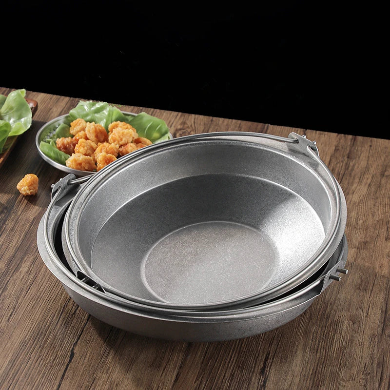 Retro Japanese-style Stainless Steel Pot Sukiyaki Cuisine Frying Pan Hanging Line Small Hot Pot Kitchen Cooking Utensils