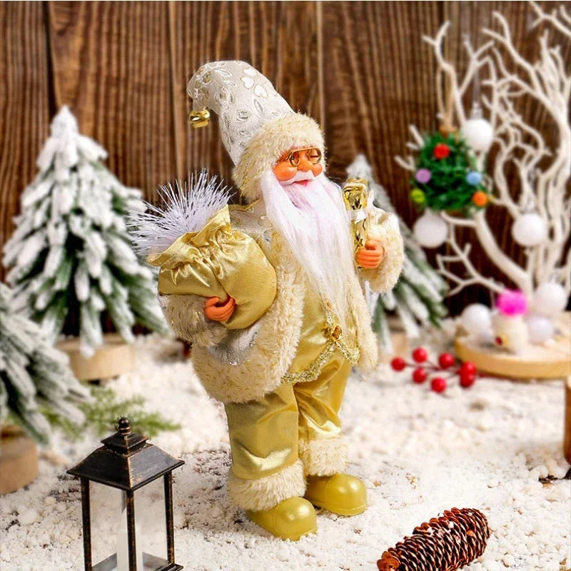 Christmas Decor for Home Santa Claus Plush Doll Window Decoration Supplies 30cm Standing Fairy Garden Gift Xmas Ornaments