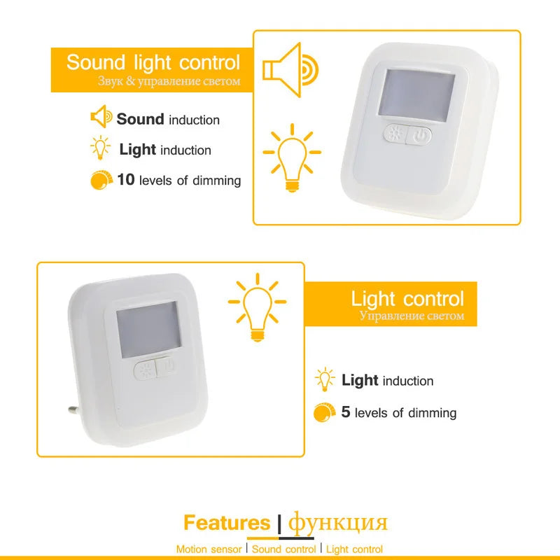 LED Night Light Motion Sound Sensor Lights Bedroom Decor Lamp