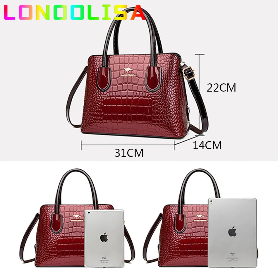 Crocodile Patent Leather Purse and Handbag Luxury Design Bags for Women