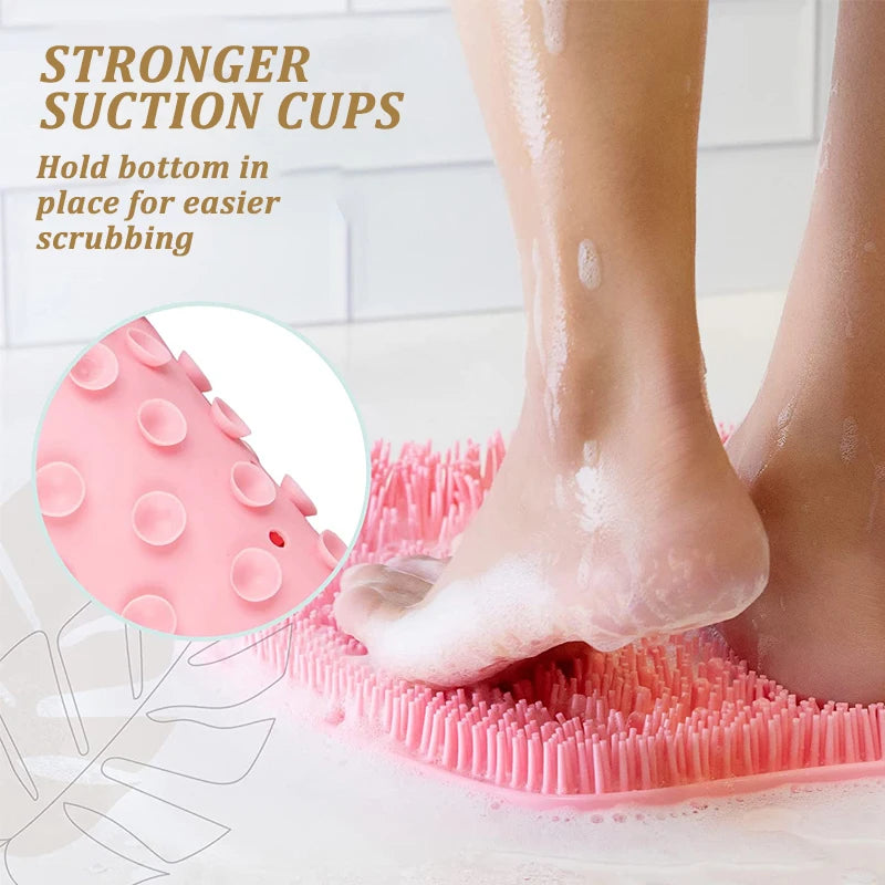 Silicone Rub Back Brush Bathroom Non-slip Wash Foot Pad Massage Shower Mat with Sucker