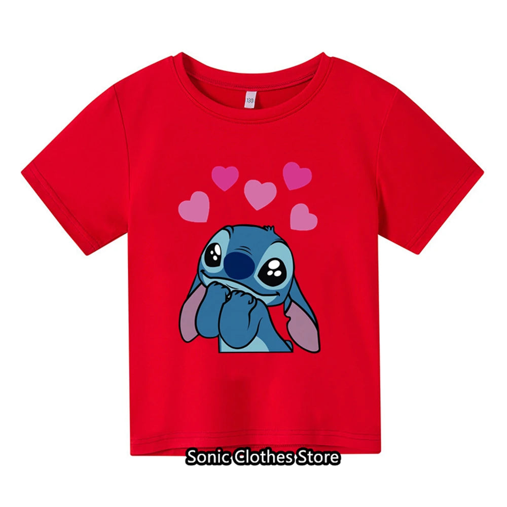 Stitch Tshirt Kids Clothes Boys Girls Clothing Baby Anime Fashion Summer Children's Cartoon Casual T-shirts Sonic Short Sleeve