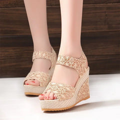 Summer New Fashion Mesh Peep Toe Platform High Heel Women Sandals